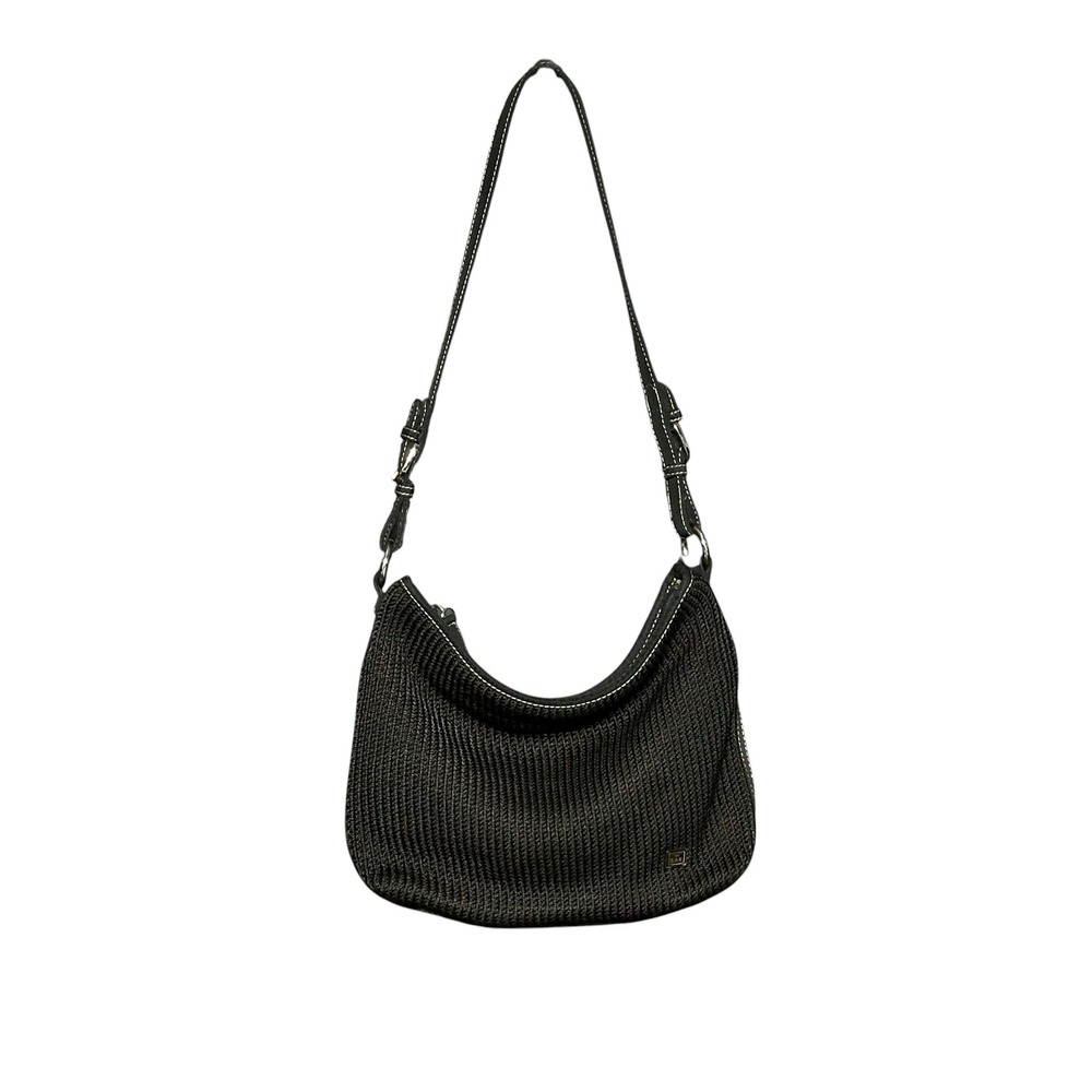 The Sak Vintage Y2K Black Tight Crochet Knit Hobo Shoulder Bag	Boho